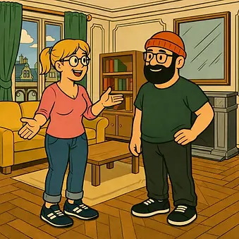 rendez-vous de devis entre un débarrasseur et une cliente dans un appartement parisien