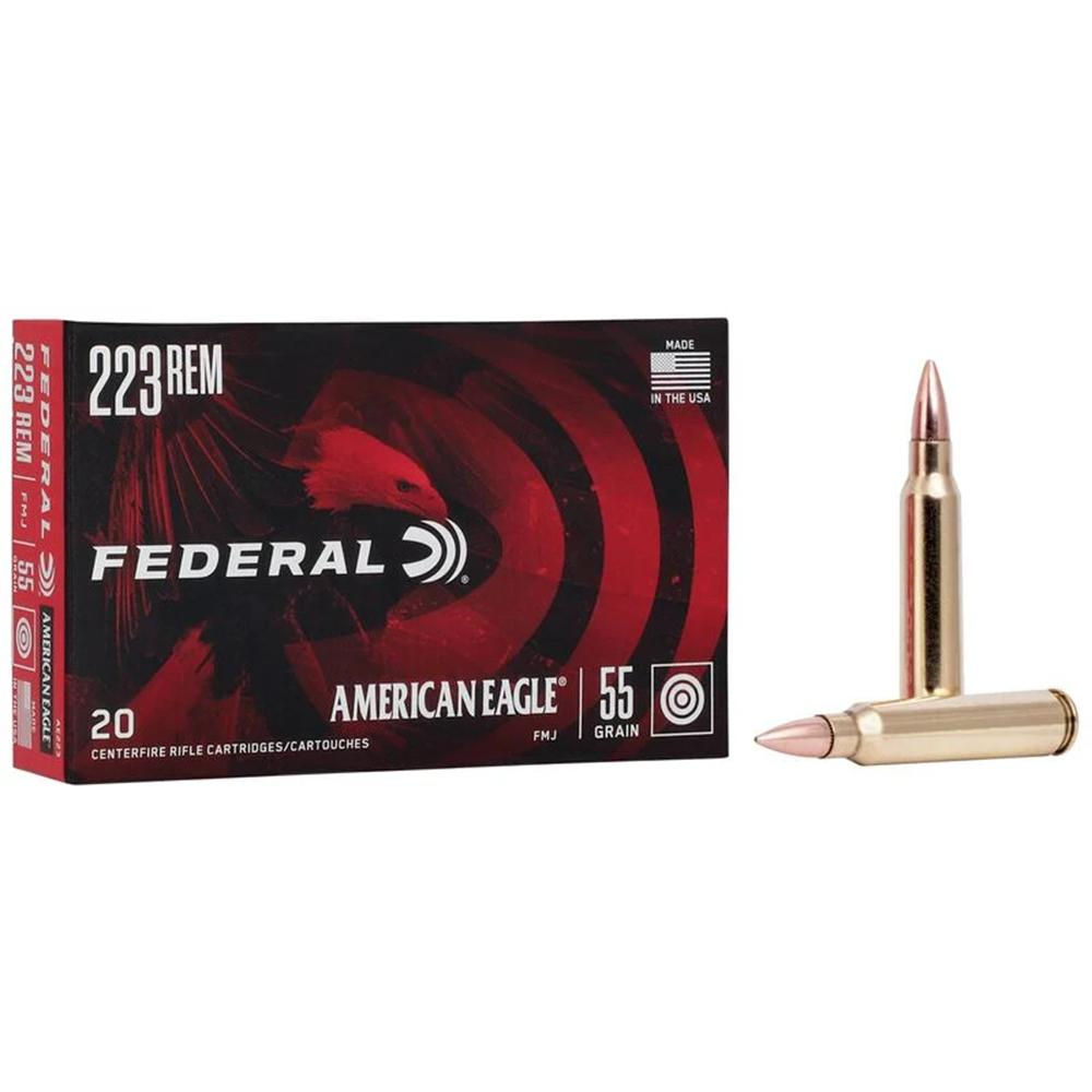 Federal Ammo American Eagle Rifle Ammunition .223 Rem 55 gr FMJ 3240 fps 500/rd
