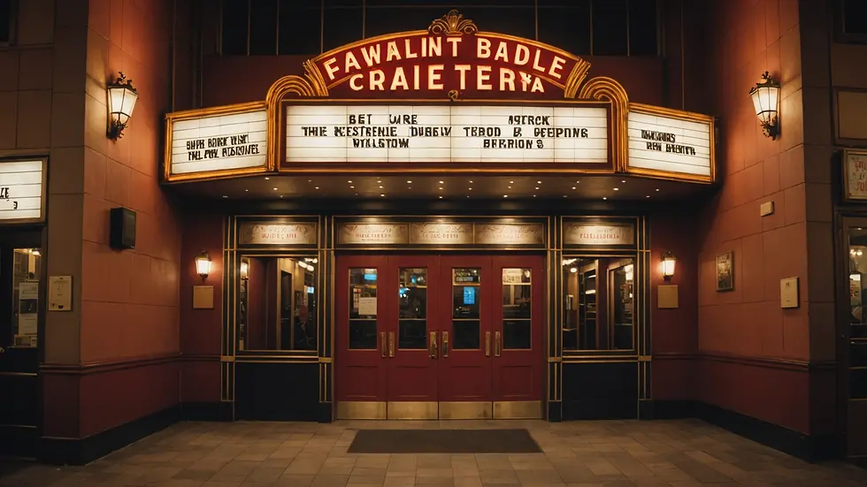Eye-level view of a vintage movie theater entrance