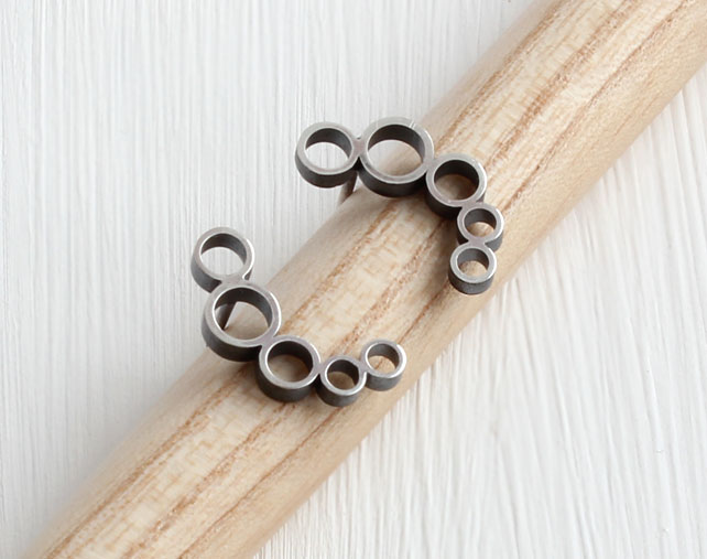 Curved Silver Circle Earrings