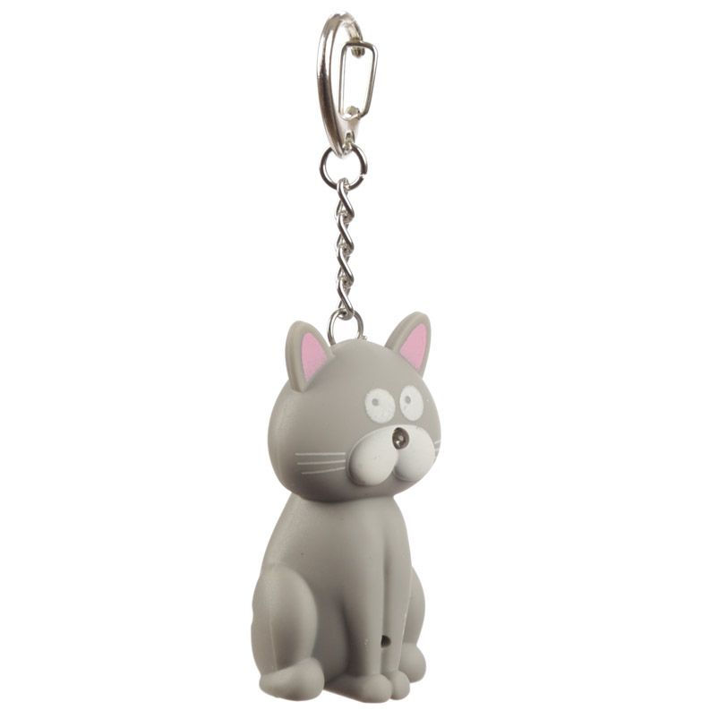 Thumbnail: Light grey Cat LED keyring complete with meowing sound