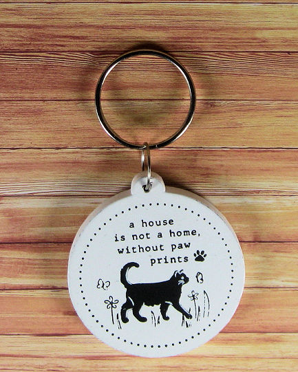 A house is not a home without paw prints cat wooden keyring