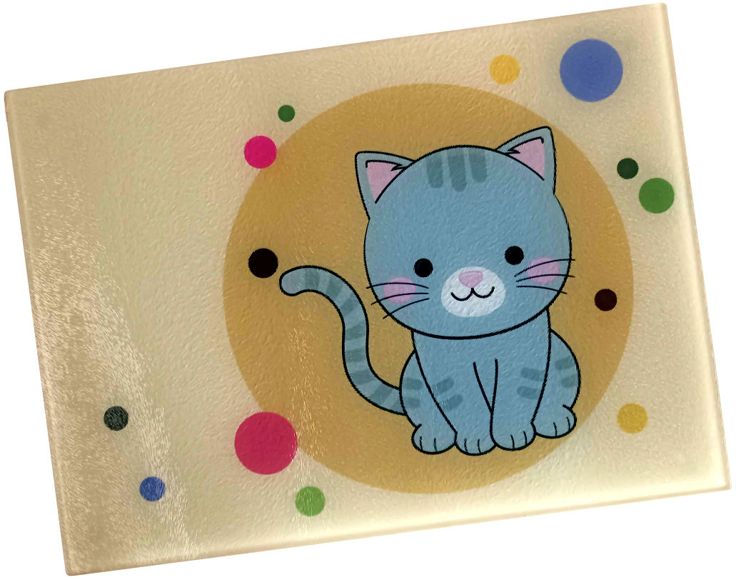 Grey cat glass chopping board