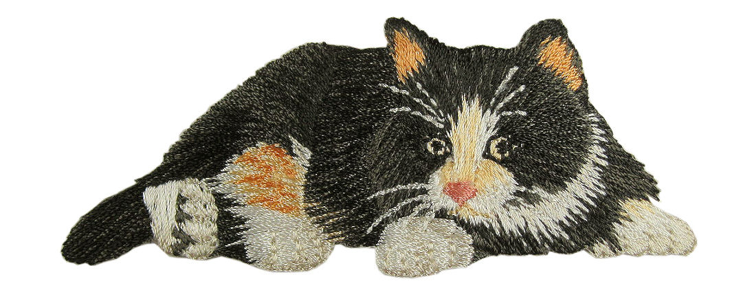 Calico cat heat seal iron-on embroidery badge