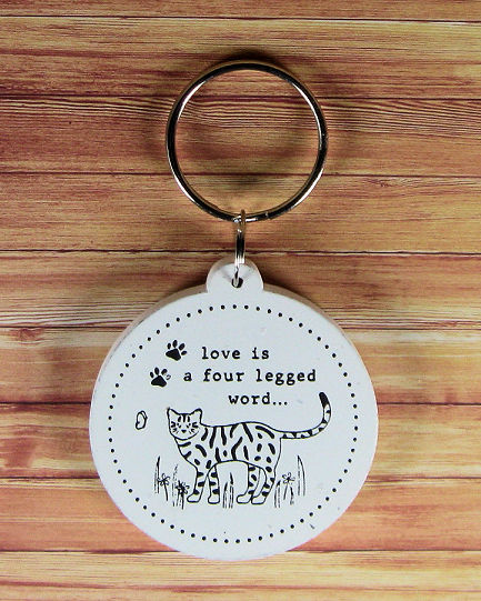 Love is a four legged word wooden keyring