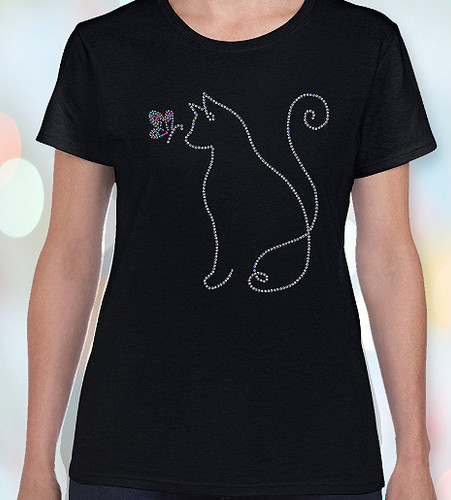 入手困難 新品 Treat Cat rhinestone T-shirts 黒 Amazon.com: Women's Rhinestone Fitted Tight Snug Shirt Black