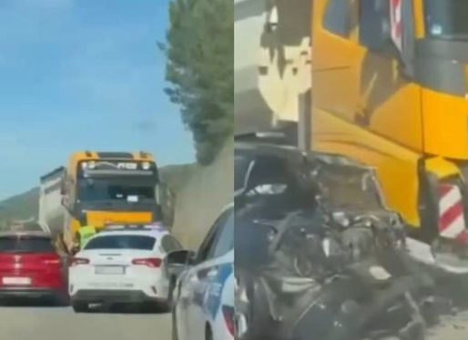 Terrifying accident! Car crashes into a truck, female driver and a child injured