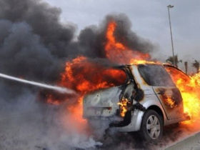 A car catches fire in the early morning hours, and two other vehicles are also damaged