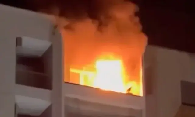 Fire on the 8th floor of a residential building, significant material damage