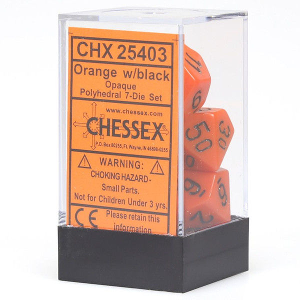 Chessex: Opaque Orange/Black Poly 7-Die Set