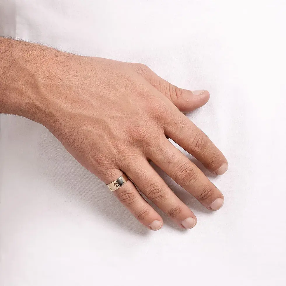 Miniatura: ANEL MASCULINO CRUZ BANHADO A OURO 18K