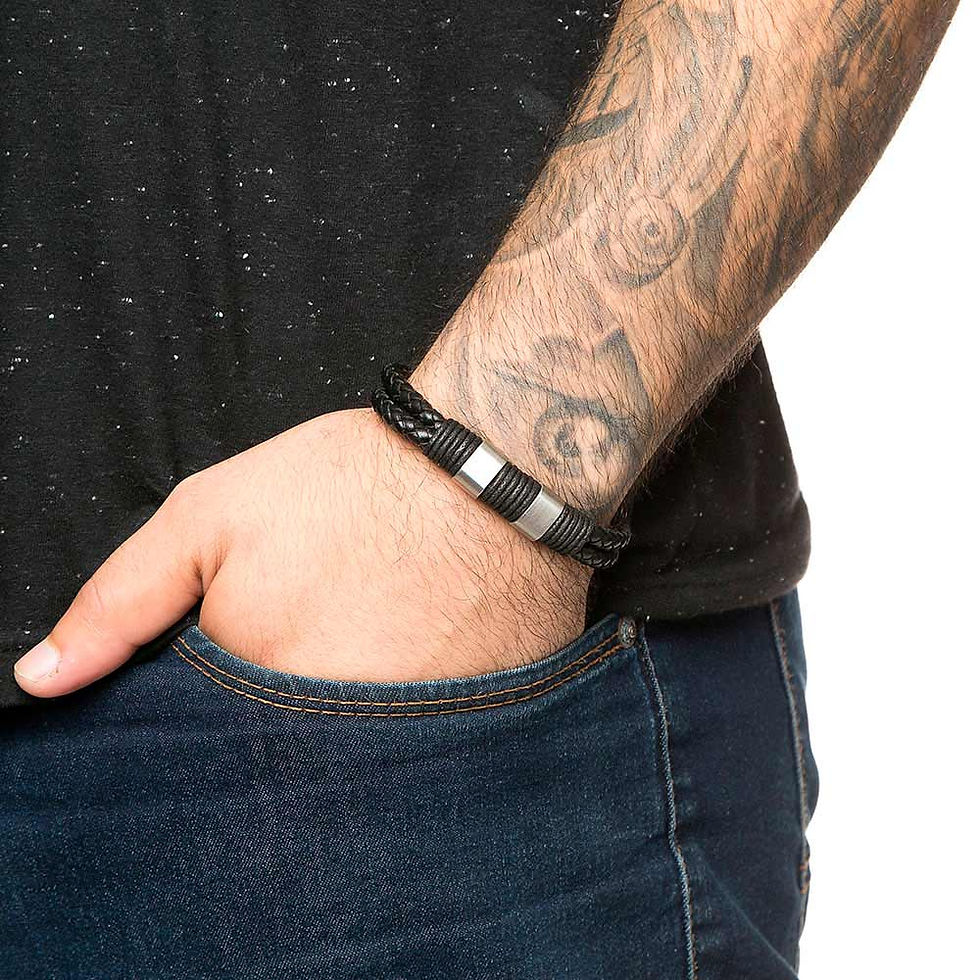 Miniatura: PULSEIRA EM AÇO E COURO 18K SINTÉTICO 2502882027