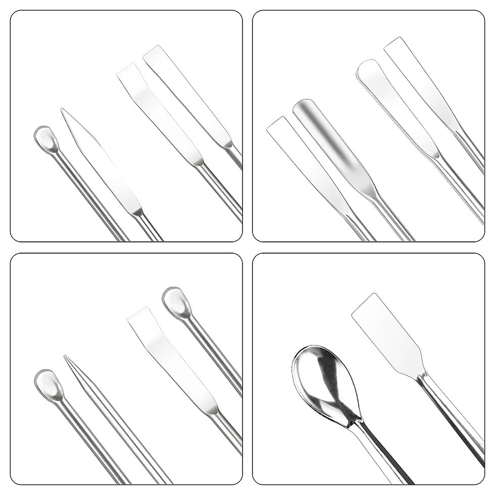 Thumbnail: 9 Pcs Double-Ended Micro Spatulas Spoons Scoopulas Weighting Set with Tweezers