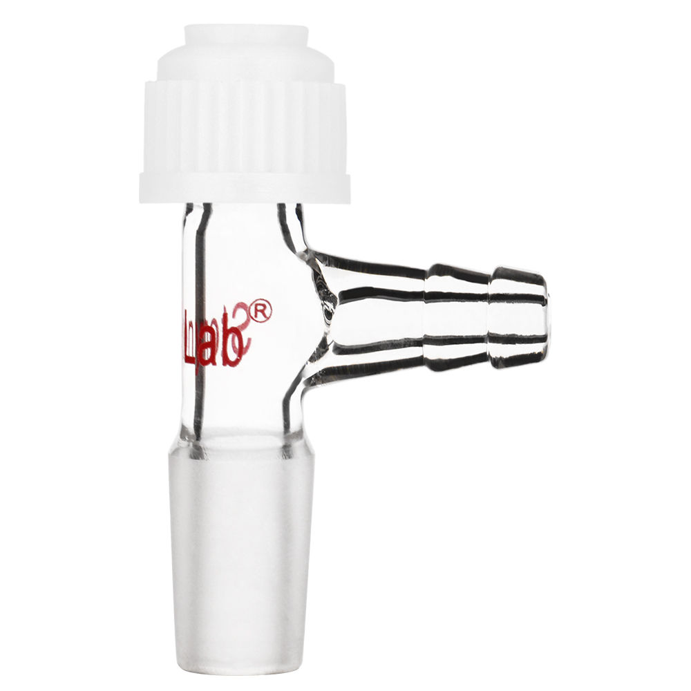 Glass Inlet Thermometer Adapter with Hose Connection and Compression Cap