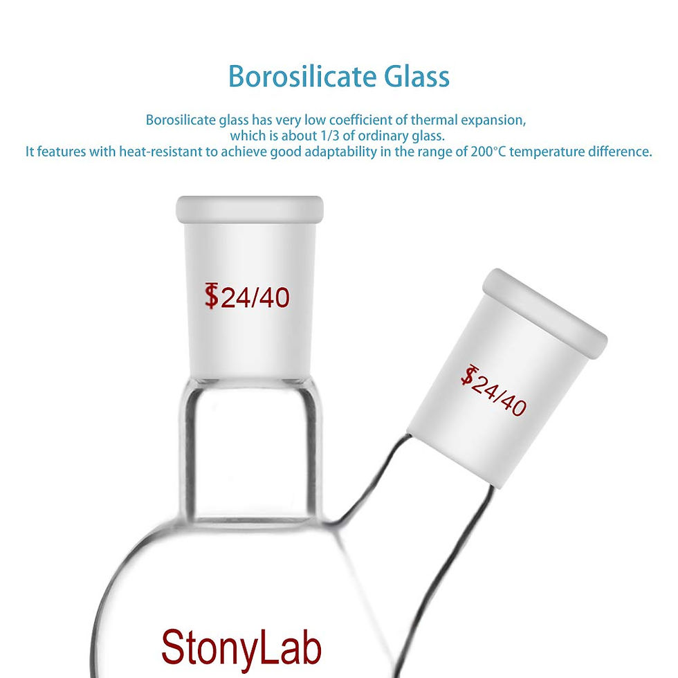 Thumbnail: 2 Neck Round Bottom Flask RBF, with 24/40 Center and Side Standard Joint