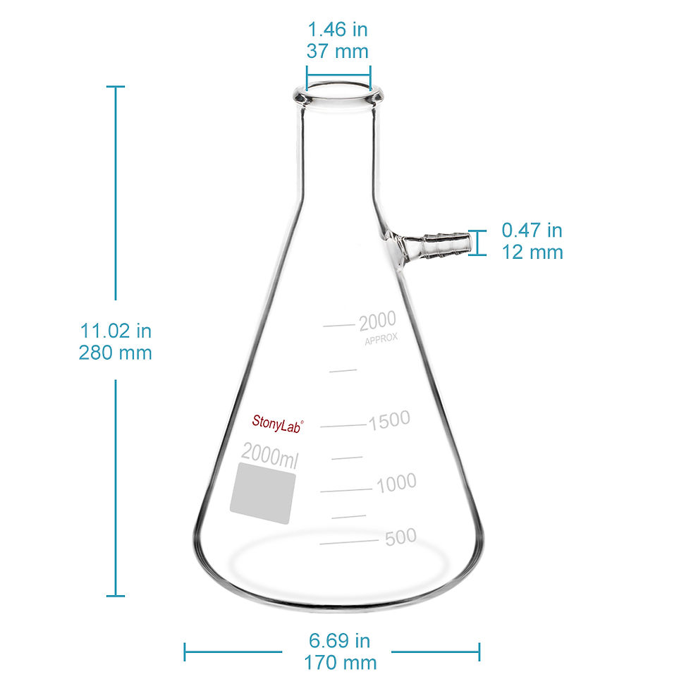 Thumbnail: 2-Pack Borosilicate Glass Filtering Flask, Bolt Neck with Tubulation