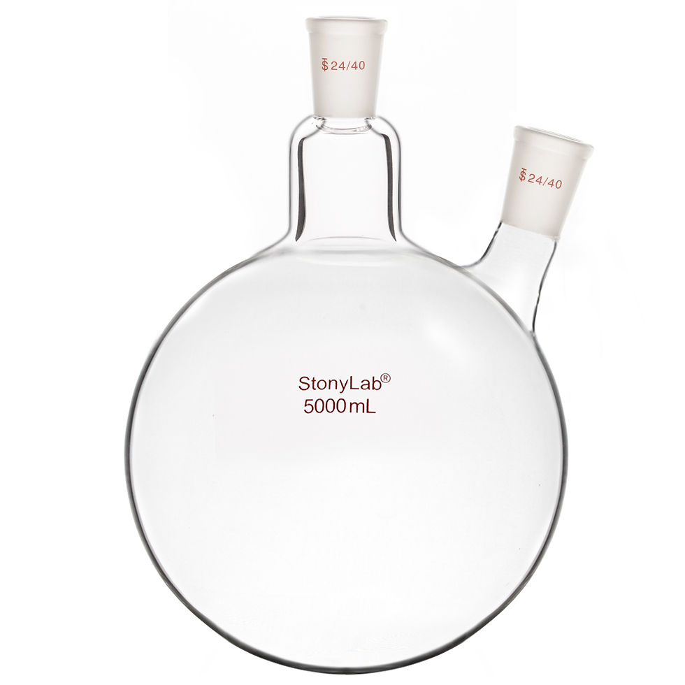 Thumbnail: 2 Neck Round Bottom Flask RBF, with 24/40 Center and Side Standard Joint