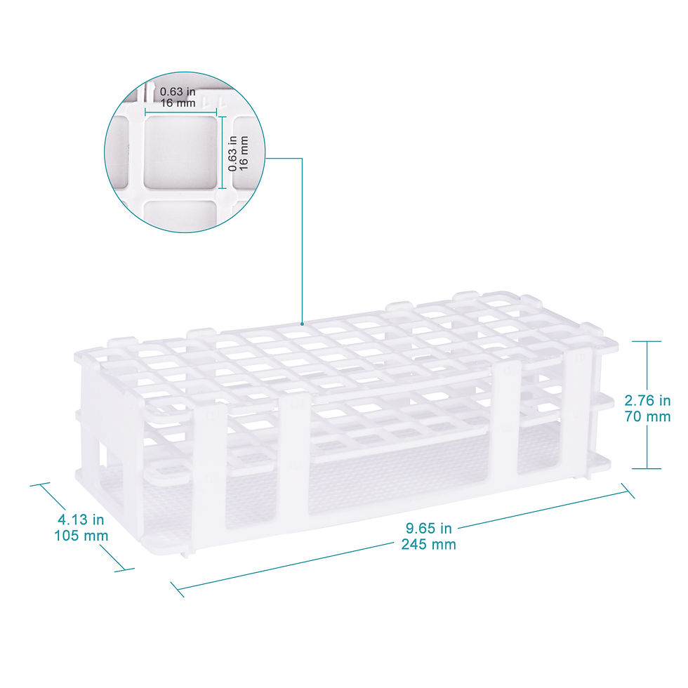 Thumbnail: 16 mm 60-Place White Plastic Test Tube Rack, 3-Tier Design and Detachable