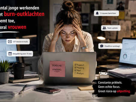 Aantal jonge werkenden met burn-outklachten neemt toe, vooral vrouwen