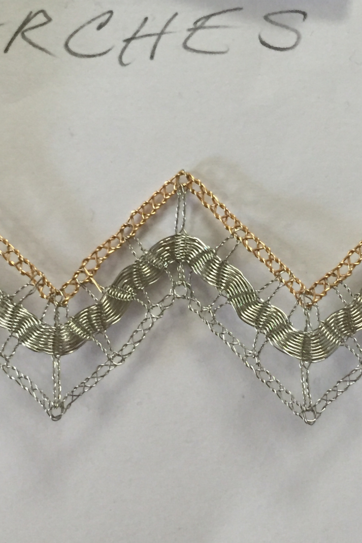 Zig-Zag wire lace sample by Lauran Sundin