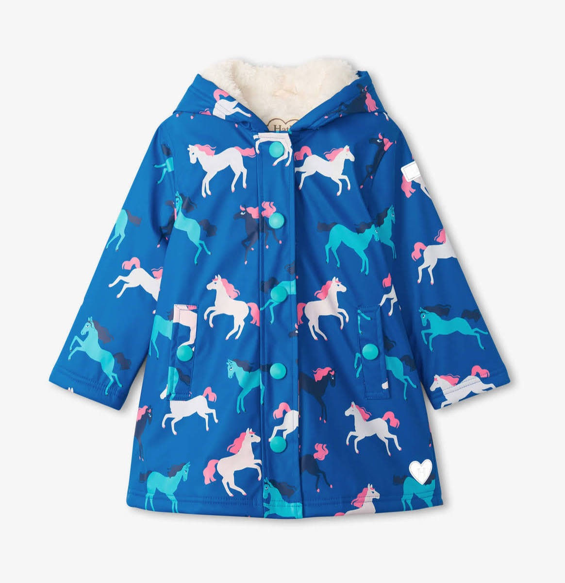 Hatley | Toddler Girls Prancing Horses Sherpa Lined Raincoat