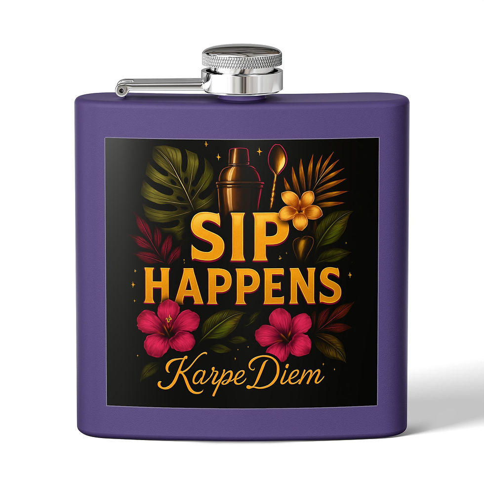 Thumbnail: "Sip Happens" Stainless Steel Flask – 6oz – Perfect Gift for Fun Occasions