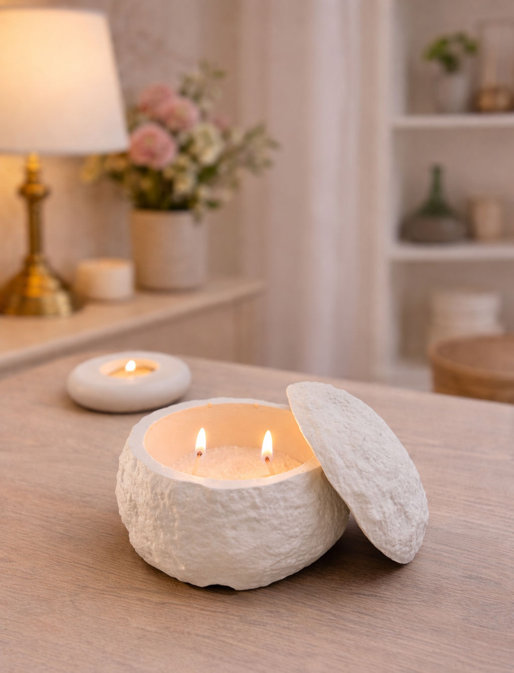 Moon Concrete Jar- 1 with Pearl Sand Wax(100g), Wick(20)