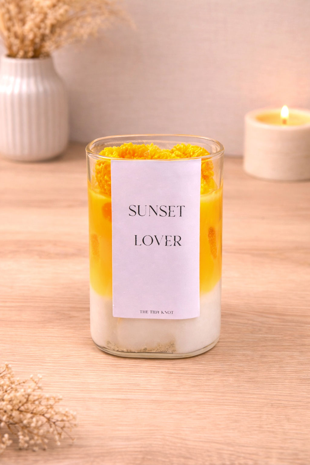 Sunset Lover Glass Candle-Orange Fragrance-Burn Time 60 Hrs -270ml