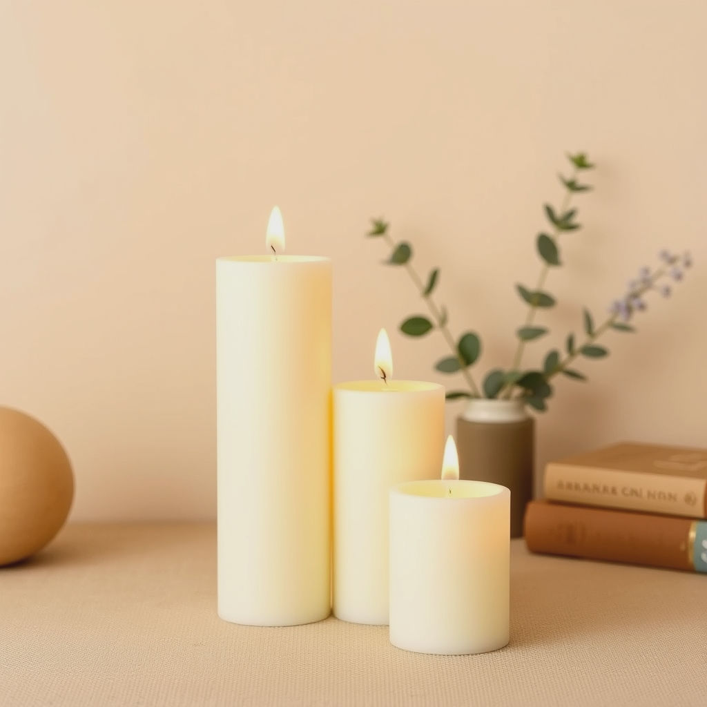 Unscented Pillar Candle Set of 3 |For Home Decor-4x4, 4x6, 4x8 inches
