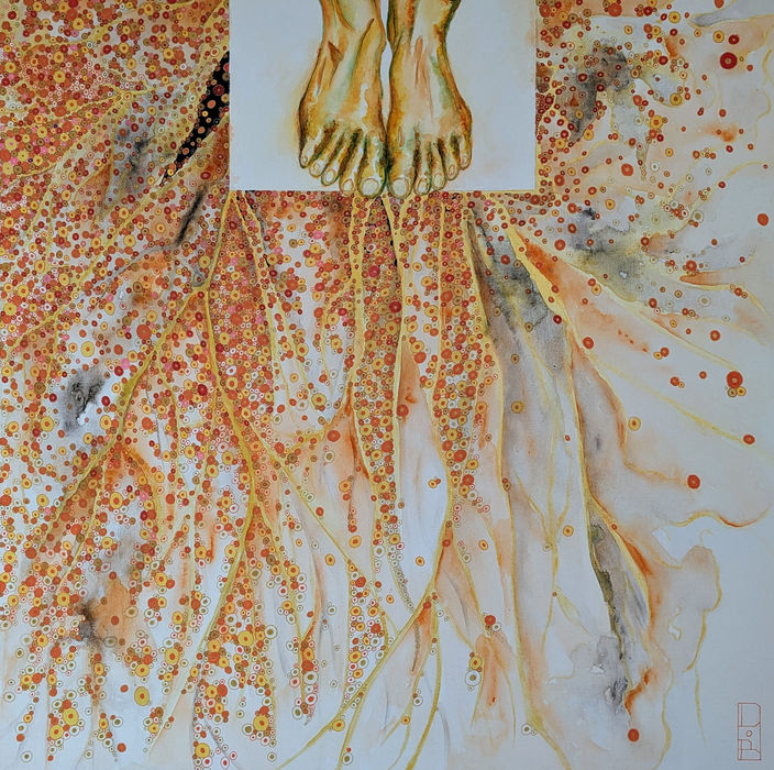 "Te souviens-tu de l'automne ?" 80x80cm acrylique/ Posca sur toile