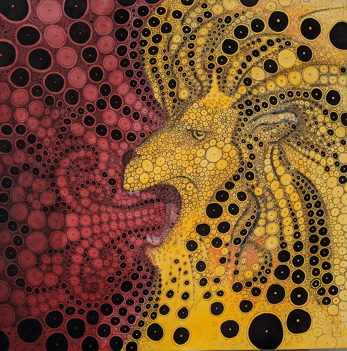 _ La blessure du Roi_ 80x80cm acrylique_Posca sur toile