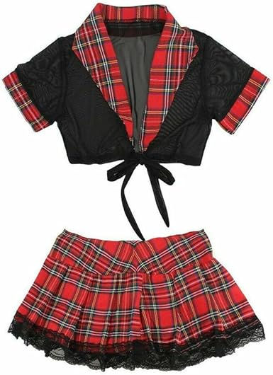 Miniature : HOTSO Women Plaid Skirt Costume Plus Size Student Costume Maid Nurse Outfit Sexy