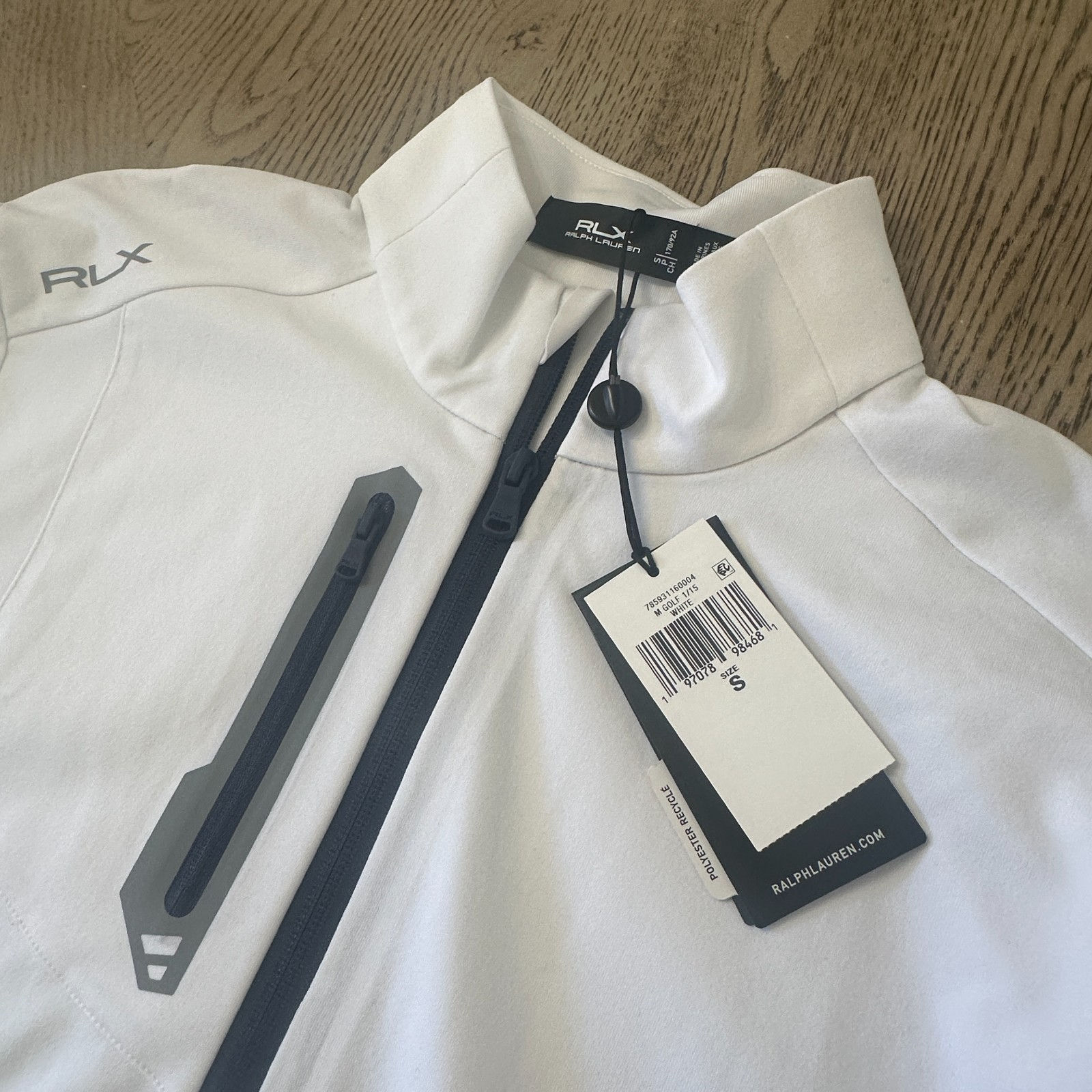 Polo RLX Performance Quarter Zip Pullover White SIZE S 402-G