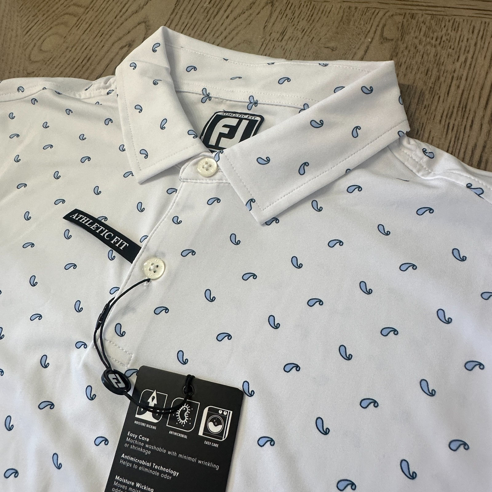 Footjoy Lisle Paisley Print Athletic Fit Polo White SIZE M 205-C