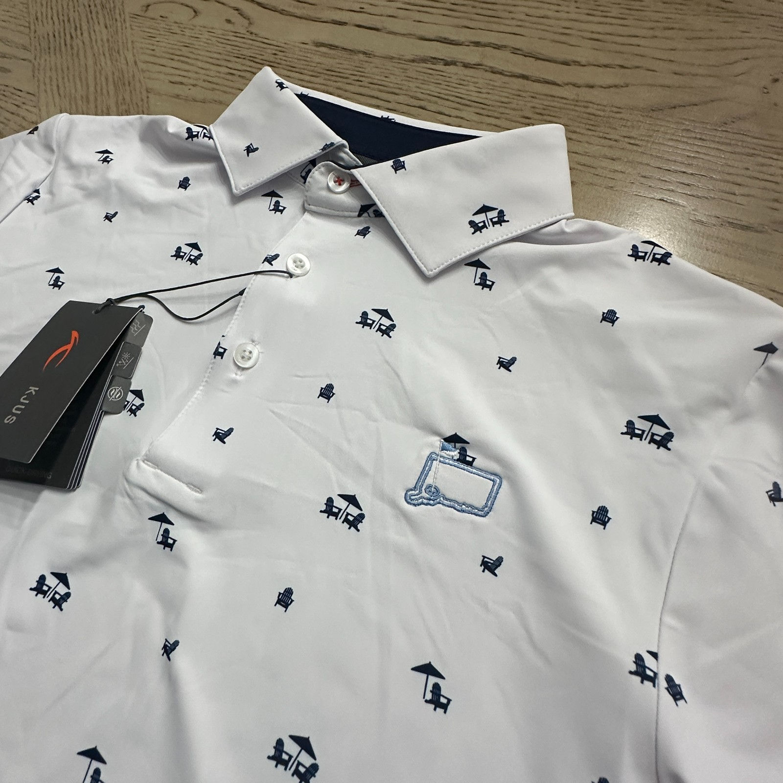 KJUS Men Golfer Polo S/S SIZE XL White Print MP-PO--00297