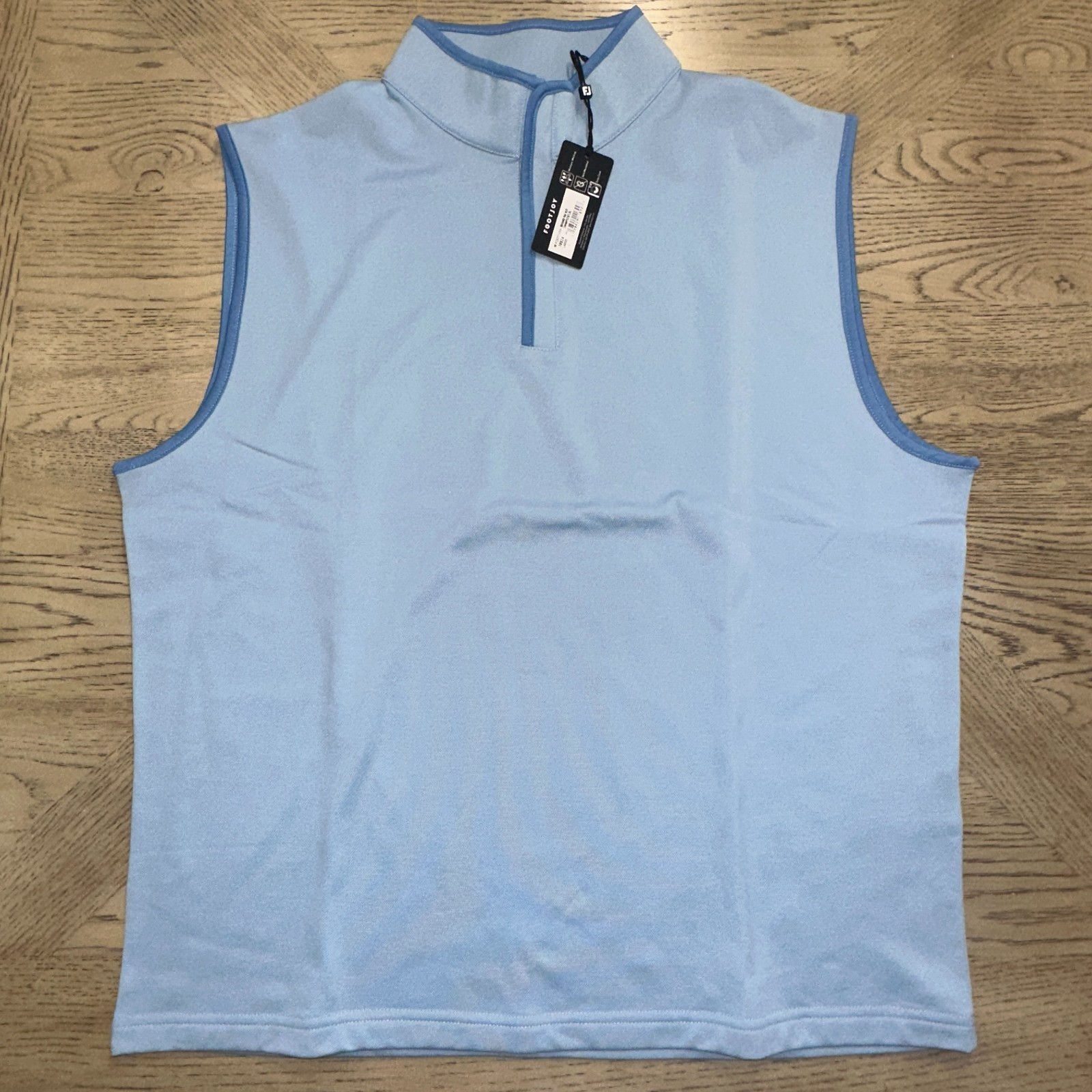 Footjoy Brushed Pique Quarter Zip Vest Light Blue SIZE L 471-I