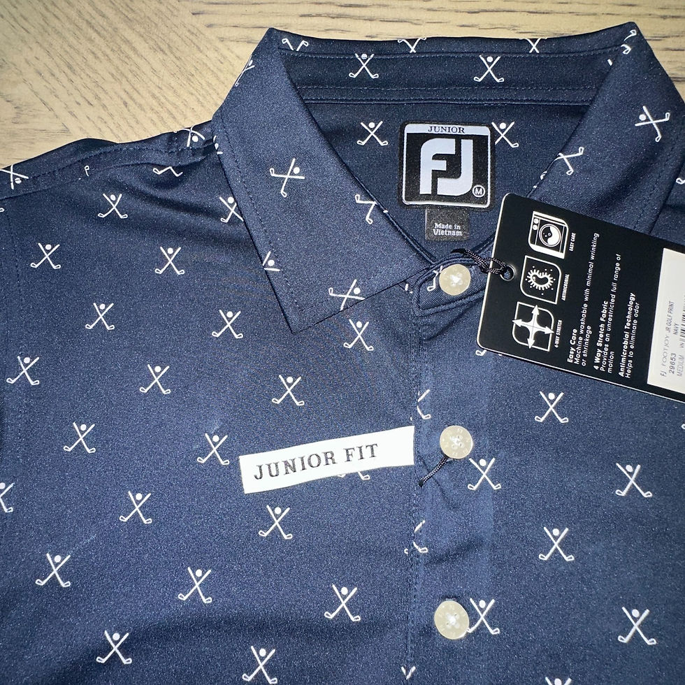 Thumbnail: Footjoy Boys Golf Print Polo Blue SIZE M 1362-Boys P