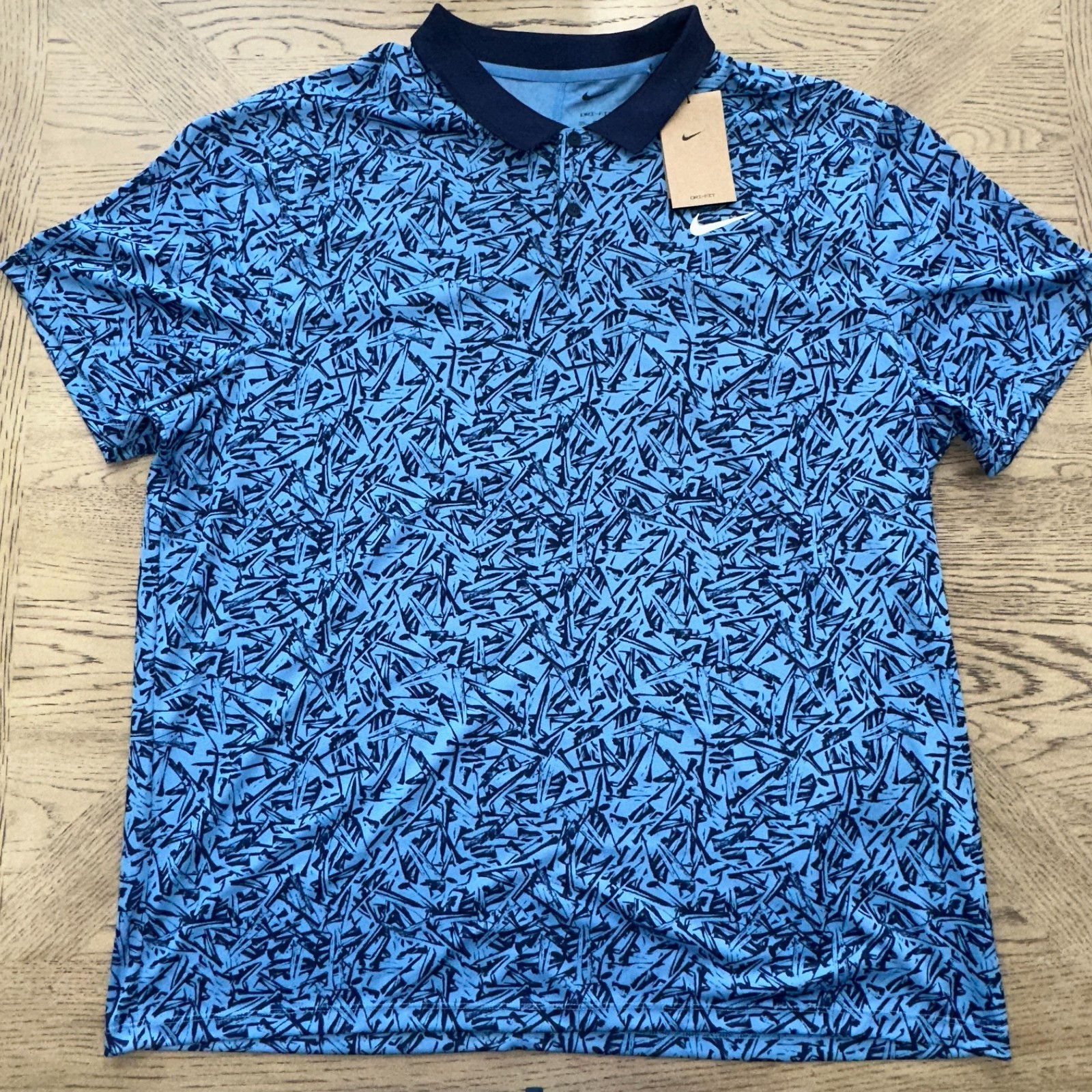 Nike Golf Dri Fit Print Polo Blue SIZE XXL 1166-Z