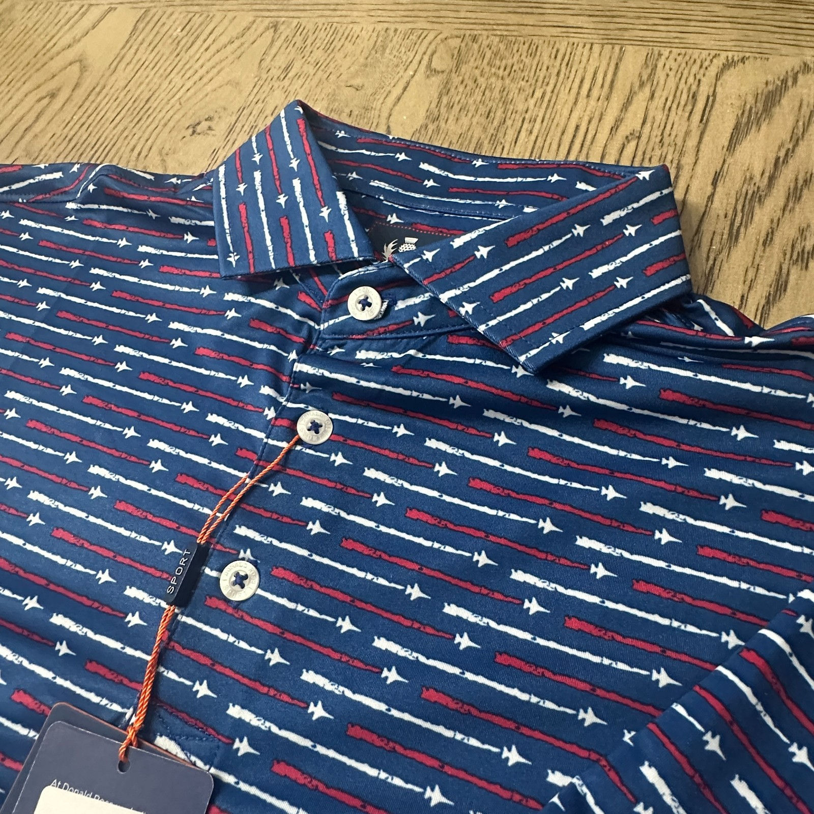 Donald Ross Sport Maverick Print Polo Blue SIZE S 329-F