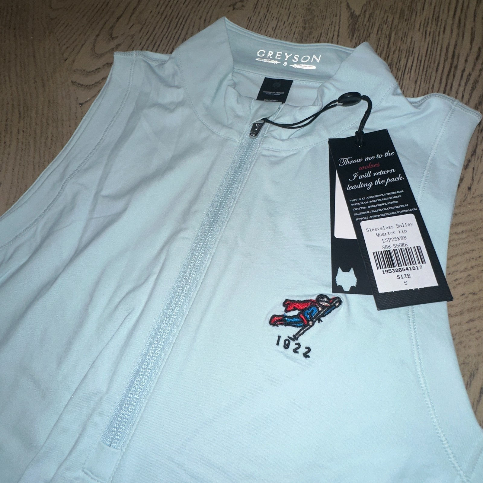 Greyson Sleeveless Halley Quarter Zip Top Blue SIZE S 264-E