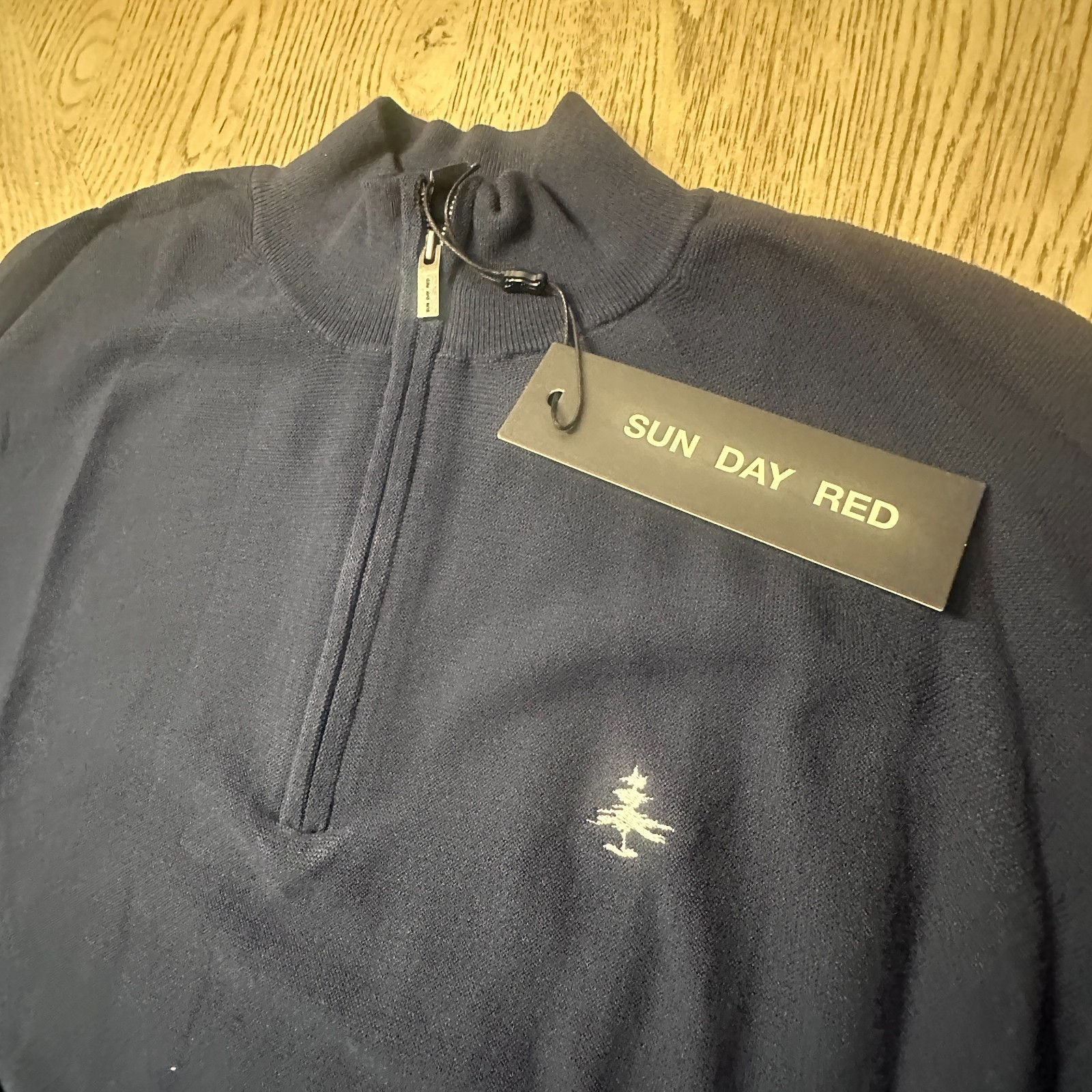 Sun Day Red 3D Knit Q Zip Sweater Navy SIZE S 00453-MB3