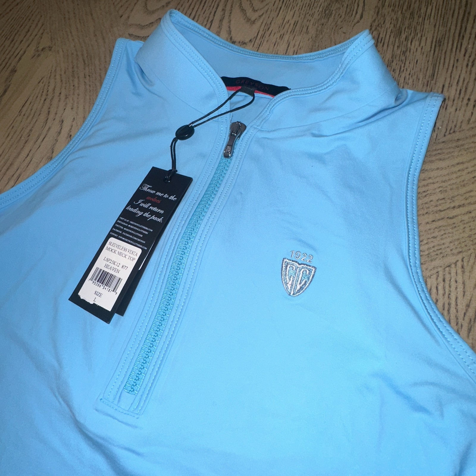 Greyson Sleeveless Vista Mock Neck Top Blue SIZE S 263-E