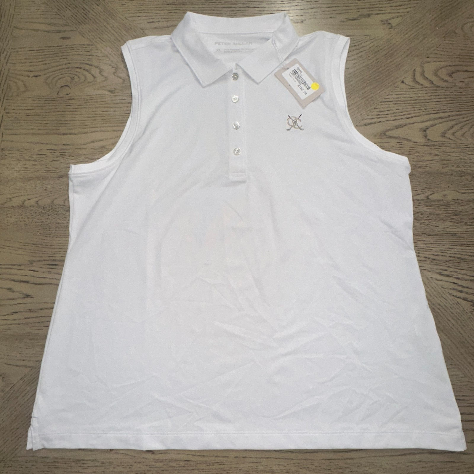 Peter Millar Sleeveless Pique Solid Polo White SIZE XL 575-M