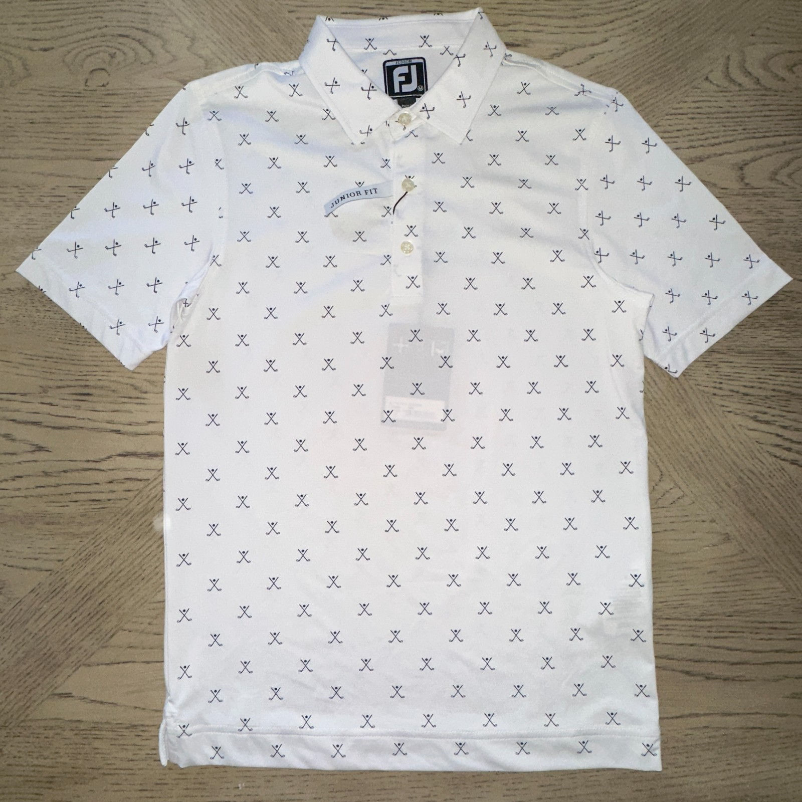 Footjoy Boys Golf Print Polo White SIZE M 1368-Boys P