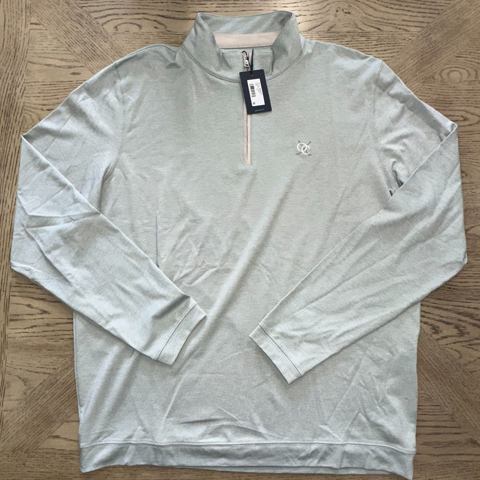 Peter Millar Crown Crafted Albatross Pique Quarter Zip Green SIZE XL 504-K