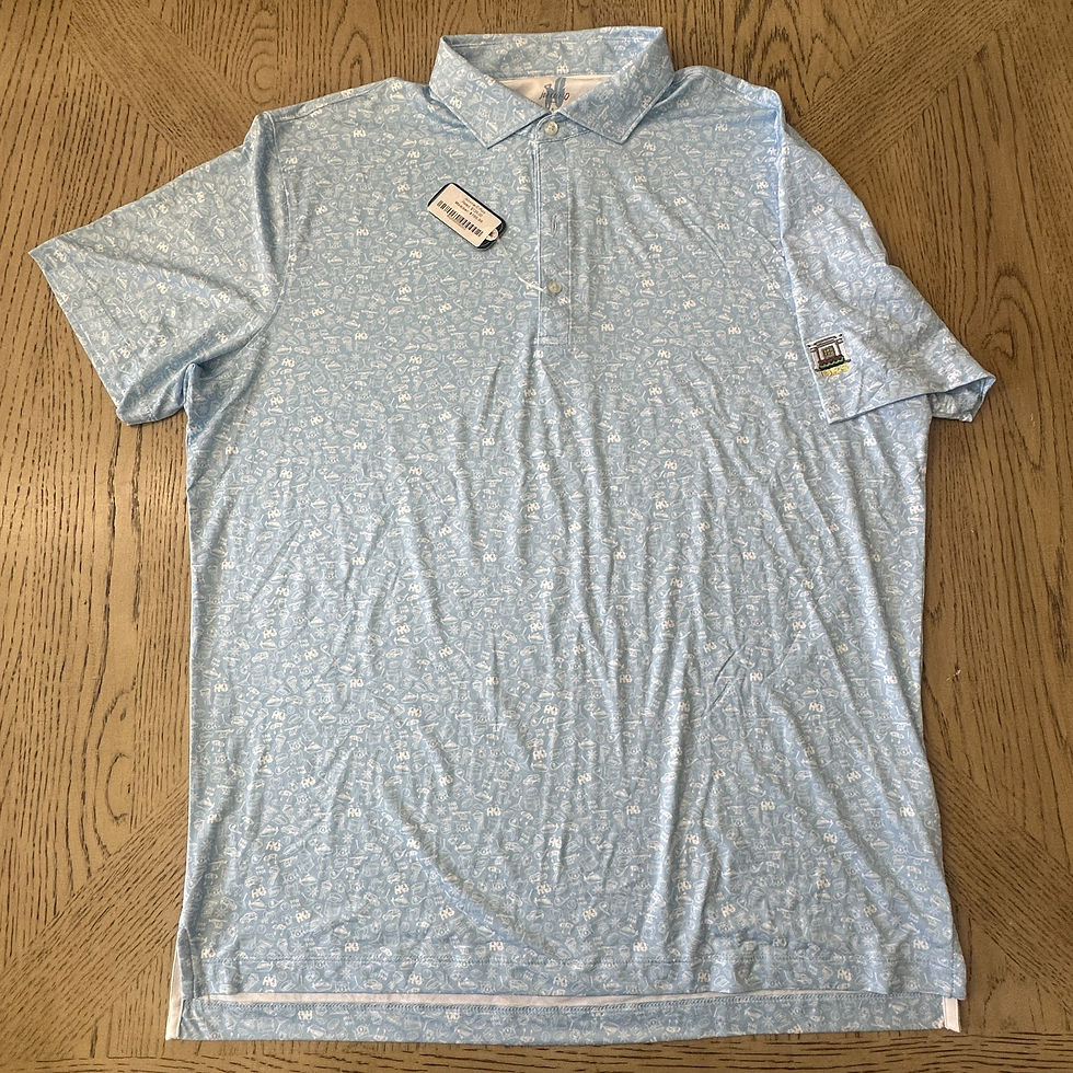 Thumbnail: johnnie-o Featherweight Wine Mixer Print Polo Blue SIZE L 170-B