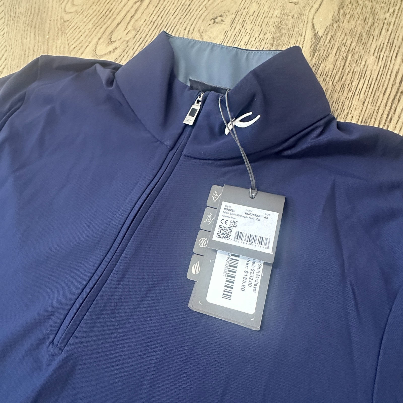 KJUS Shift Midlayer Quarter Zip Pullover Blue SIZE S 404-G