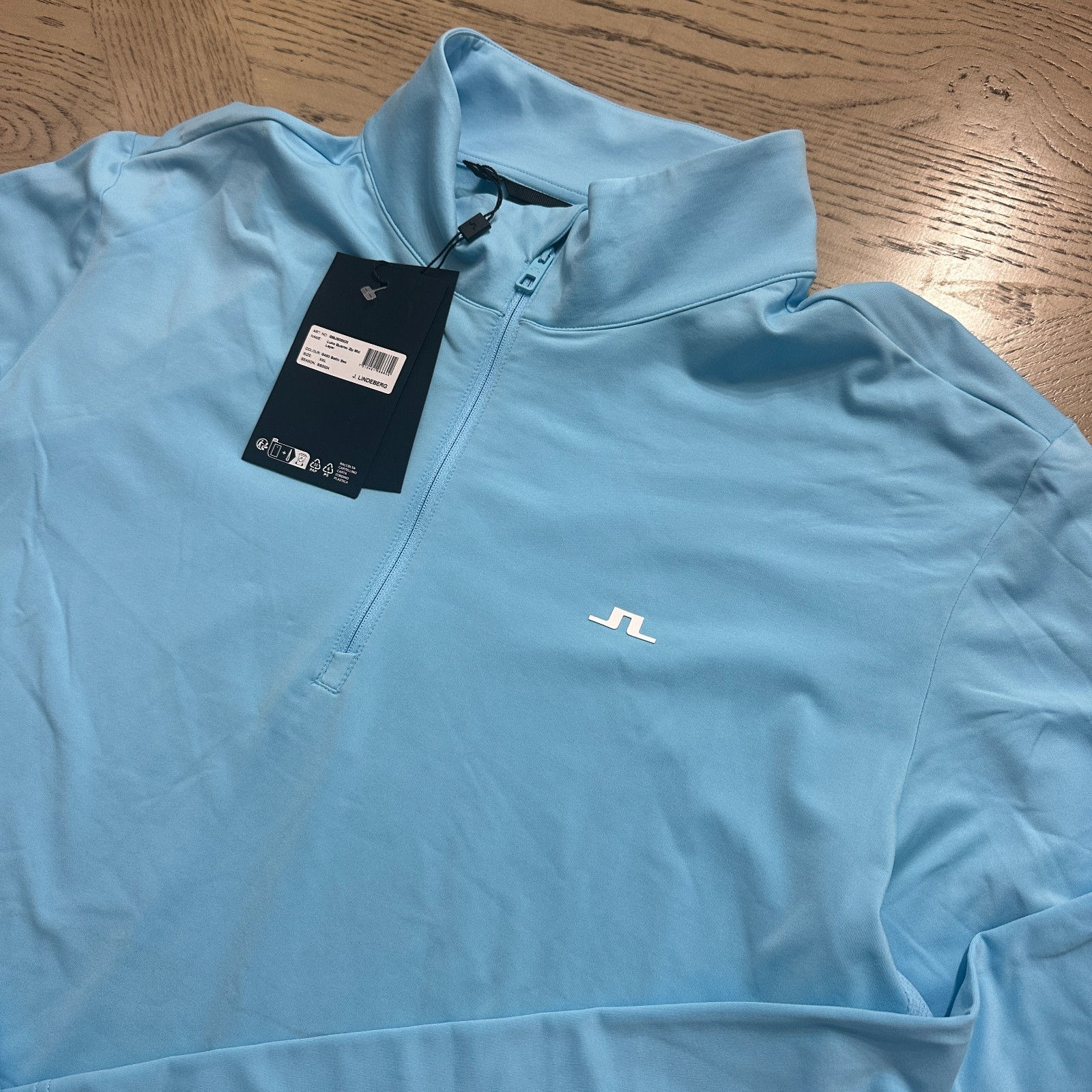 J Lindeberg Luke Quarter Zip Midlayer SIZE XXL Light Blue 549-MP-OW-F2