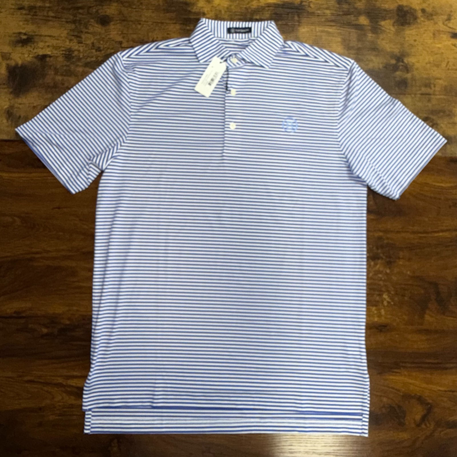 Turtleson Cooper Stripe Performance Polo Marine Size S VY-0103-BB