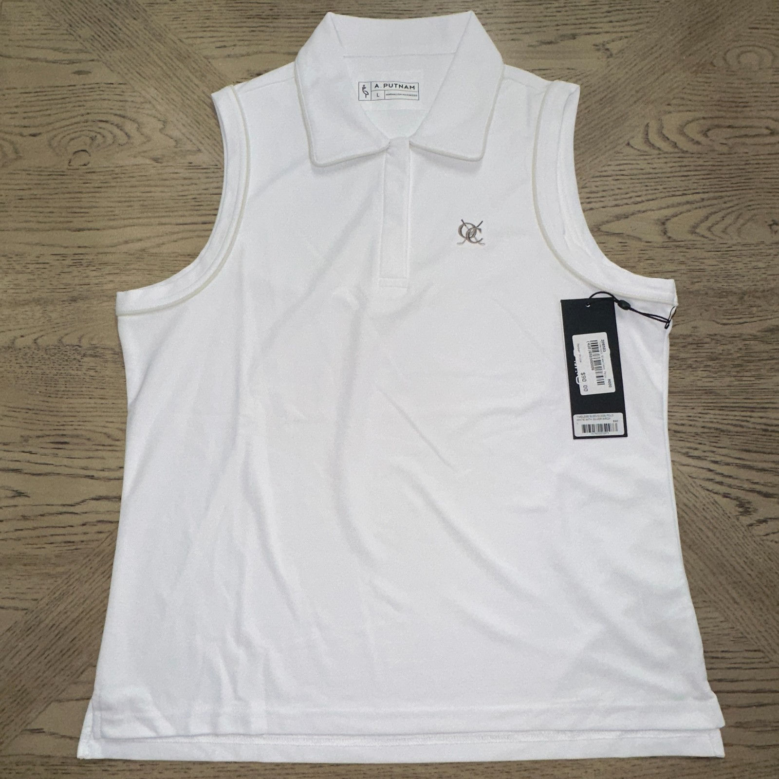 A Putnam Timeless Sleeveless Polo White SIZE L 728-O
